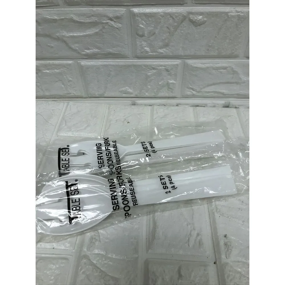 Tablemate‎ 8pc Fork & Spoon Serving Set Plastic Disposable Reusable Salad Picnic